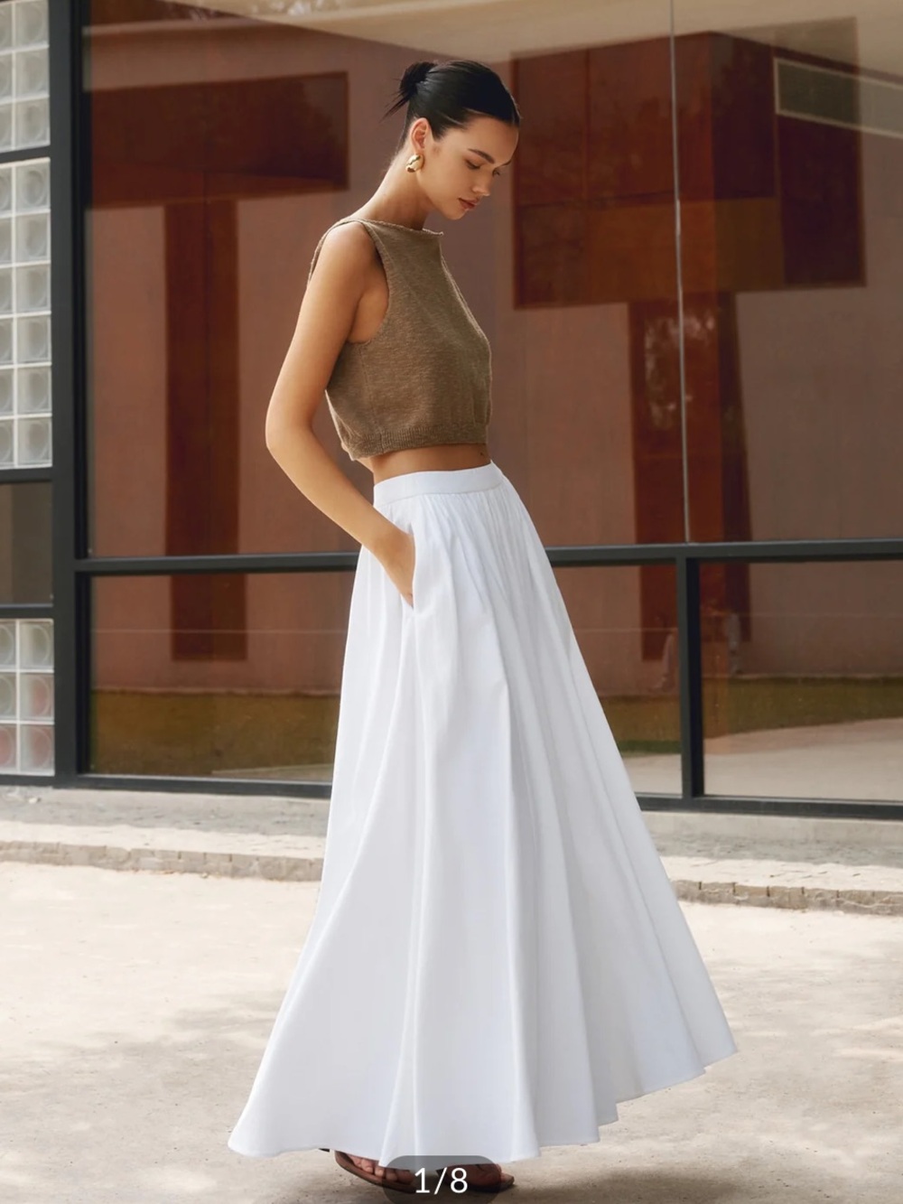 Cotton Pleated Maxi Skirt - brand new